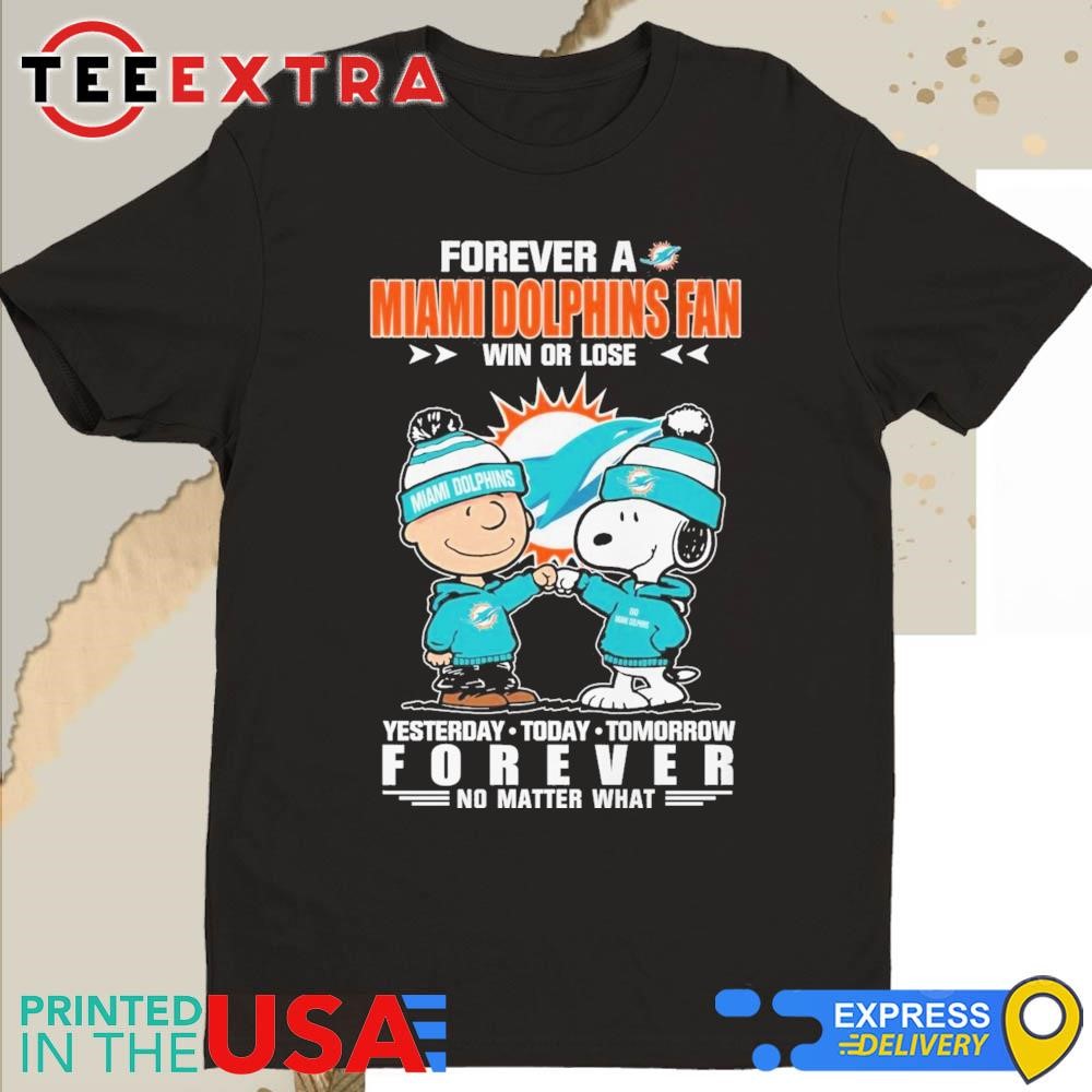 Official Charlie Brown And Snoopy Forever A Miami Dolphins Fan Win 