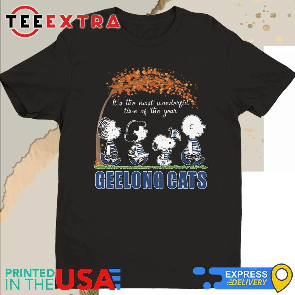 Official Peanuts It's The Most Wonderful Time Of The Years Geelong Cats Shirt