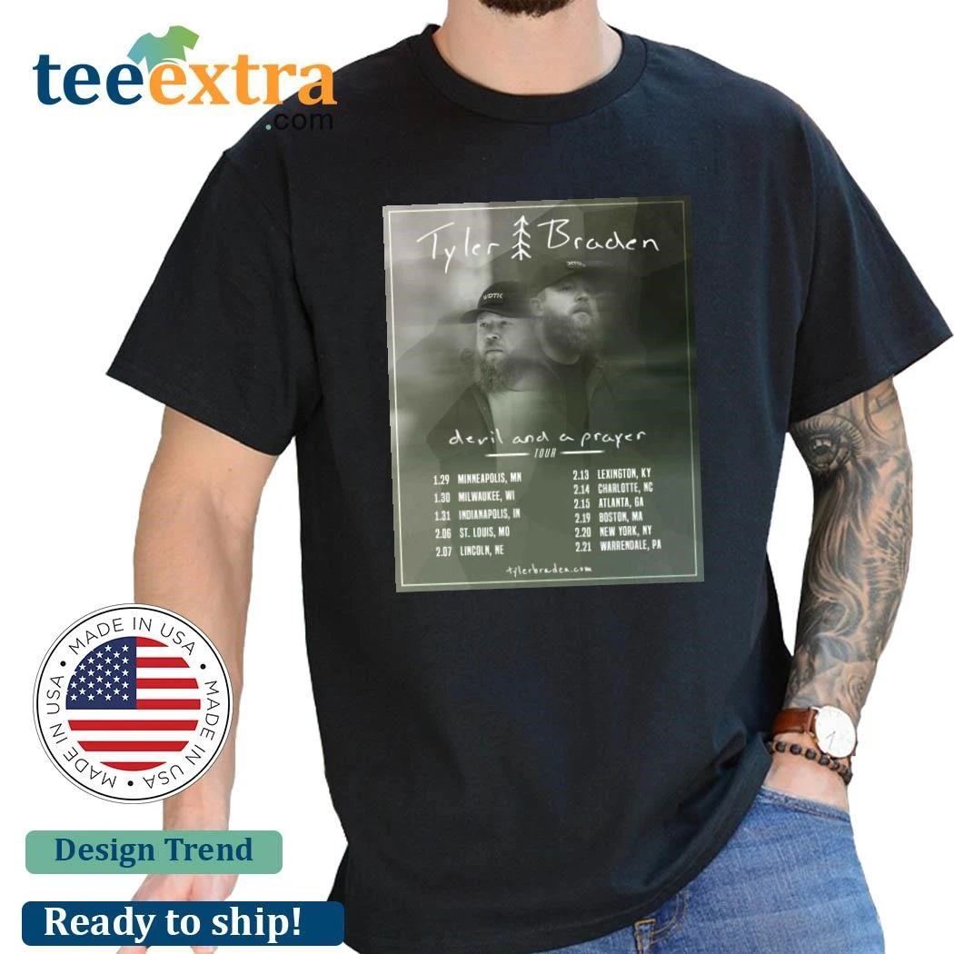 Official Tyler Braden Launching Devil And A Prayer Tour 2025 Shirt